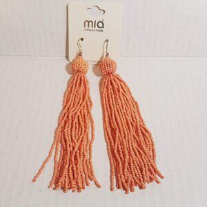 🛒3 for $15 Sale!! MIA Collection Red Orange Bead Tassel Drop Earrings
